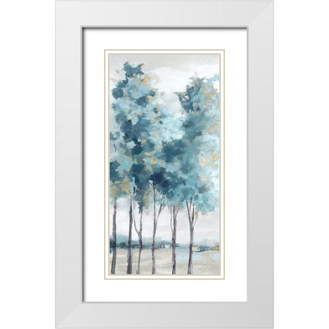 Teal Blue Forest II White Modern Wood Framed Art Print with Double Matting by Mavis, Luna