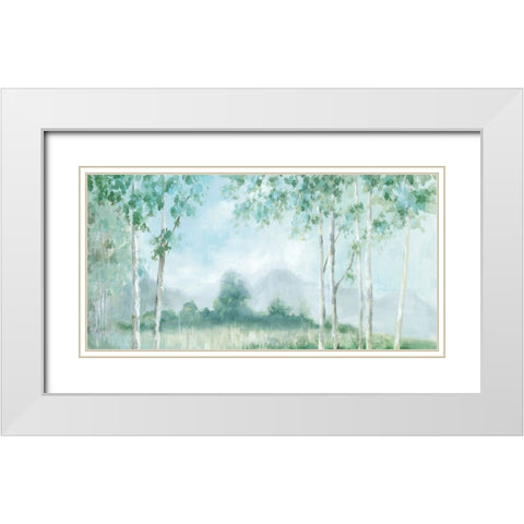 Silver Birch Lake White Modern Wood Framed Art Print with Double Matting by Mavis, Luna