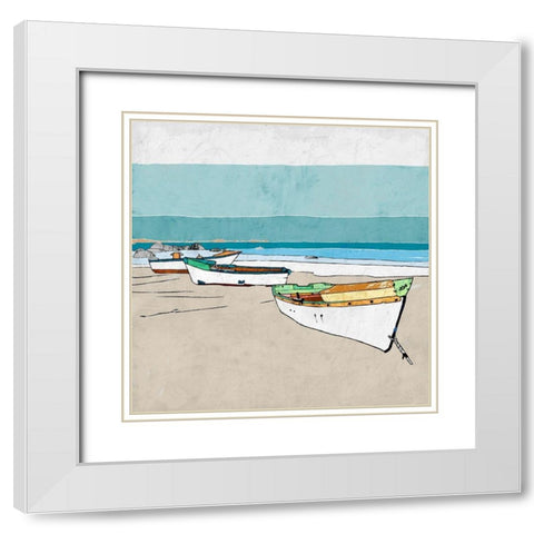 Lined Up White Modern Wood Framed Art Print with Double Matting by Cacho, E.L.