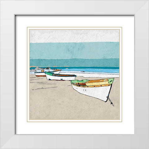 Lined Up White Modern Wood Framed Art Print with Double Matting by Cacho, E.L.