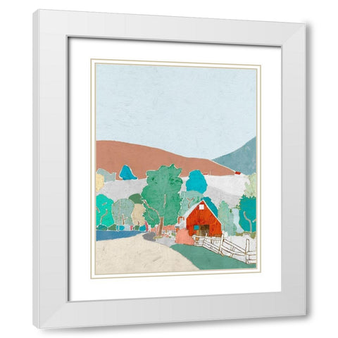Rural Melody White Modern Wood Framed Art Print with Double Matting by Cacho, E.L.