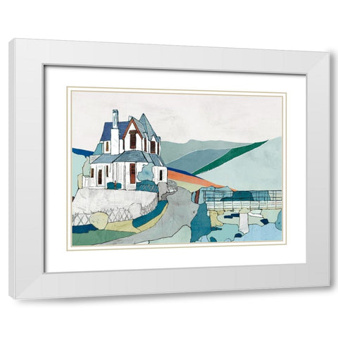 Green Hills Poem White Modern Wood Framed Art Print with Double Matting by Cacho, E.L.