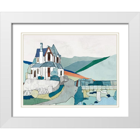 Green Hills Poem White Modern Wood Framed Art Print with Double Matting by Cacho, E.L.