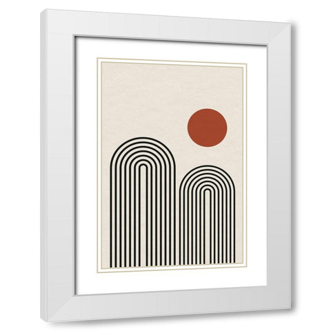 Monochrome Geometric Flower  White Modern Wood Framed Art Print with Double Matting by William, Gary