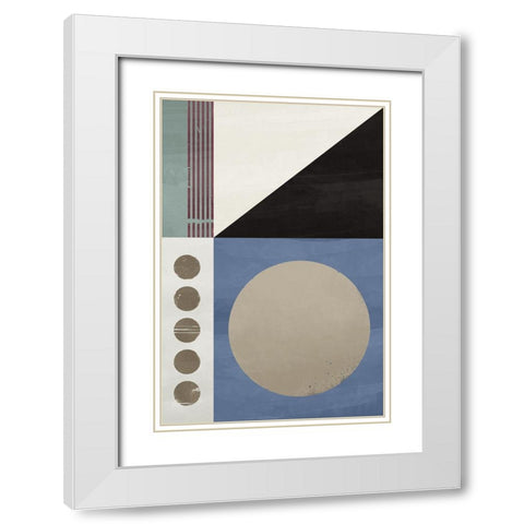 Blue Abstract Geometric I  White Modern Wood Framed Art Print with Double Matting by William, Gary