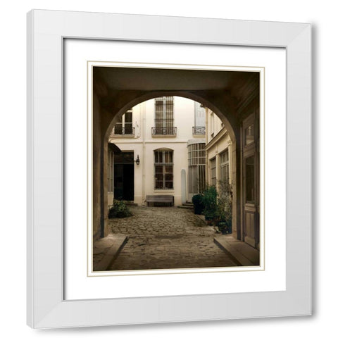 Marais Courtyard White Modern Wood Framed Art Print with Double Matting by White, Milla
