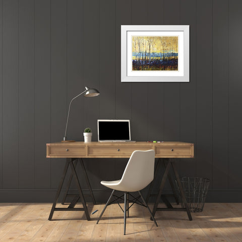 A field through trees White Modern Wood Framed Art Print with Double Matting by Kroeker, Wendy