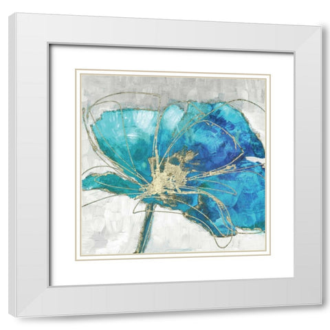 Blue Poppy I White Modern Wood Framed Art Print with Double Matting by Kroeker, Wendy