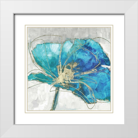 Blue Poppy I White Modern Wood Framed Art Print with Double Matting by Kroeker, Wendy