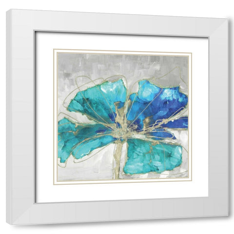 Blue Poppy II White Modern Wood Framed Art Print with Double Matting by Kroeker, Wendy