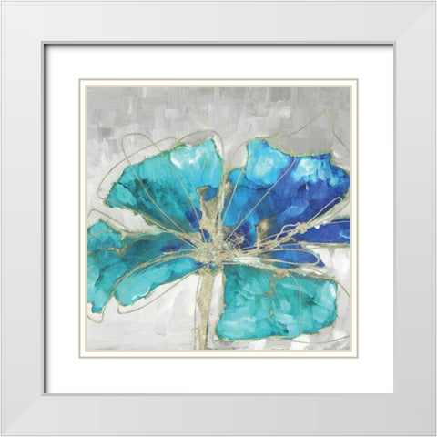 Blue Poppy II White Modern Wood Framed Art Print with Double Matting by Kroeker, Wendy