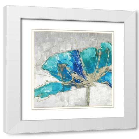 Blue Poppy III White Modern Wood Framed Art Print with Double Matting by Kroeker, Wendy