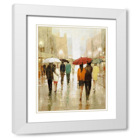 Gentle Rain White Modern Wood Framed Art Print with Double Matting by Kroeker, Wendy