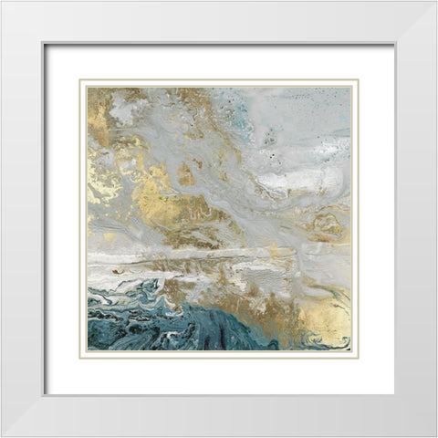 Playa Secreto III Indigo Version White Modern Wood Framed Art Print with Double Matting by Kroker, Wendy