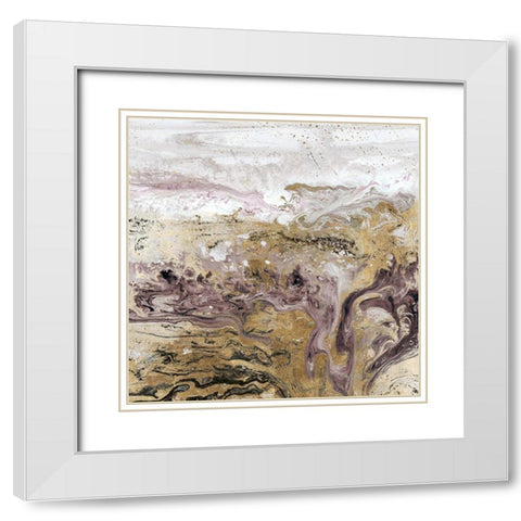 Geode III Lavender Version White Modern Wood Framed Art Print with Double Matting by Kroeker, Wendy