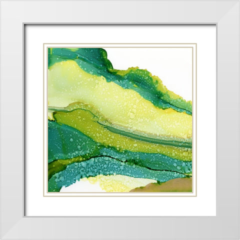 Green Hills White Modern Wood Framed Art Print with Double Matting by Kroker, Wendy