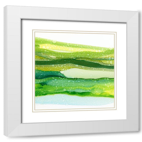Green Wave White Modern Wood Framed Art Print with Double Matting by Kroker, Wendy