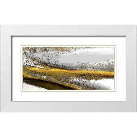 Gold Stream White  White Modern Wood Framed Art Print with Double Matting by Kroker, Wendy