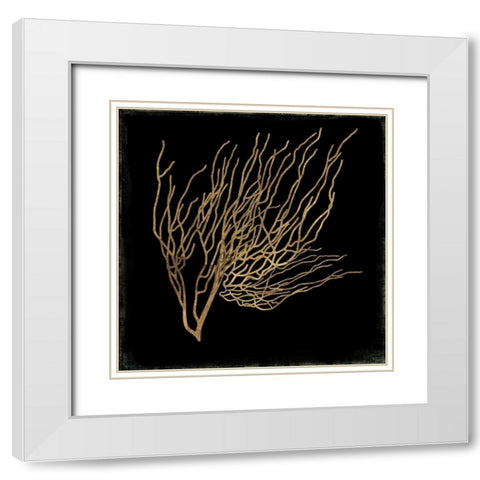 Gold Coral I White Modern Wood Framed Art Print with Double Matting by Wilson, Aimee