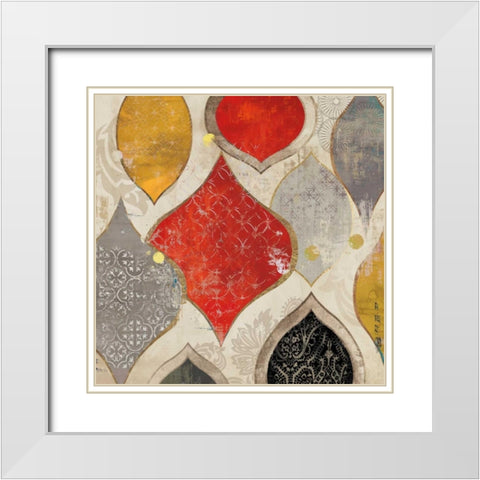 Red Motif II White Modern Wood Framed Art Print with Double Matting by Wilson, Aimee