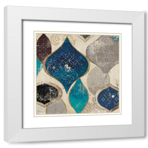 Blue Motif I White Modern Wood Framed Art Print with Double Matting by Wilson, Aimee