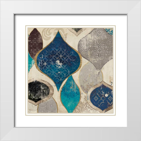 Blue Motif I White Modern Wood Framed Art Print with Double Matting by Wilson, Aimee