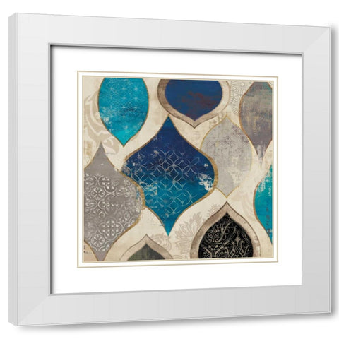 Blue Motif II White Modern Wood Framed Art Print with Double Matting by Wilson, Aimee