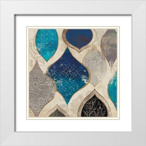 Blue Motif II White Modern Wood Framed Art Print with Double Matting by Wilson, Aimee