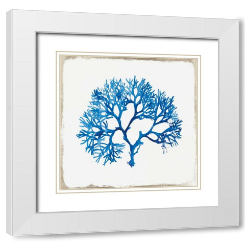 Blue Coral I White Modern Wood Framed Art Print with Double Matting by Wilson, Aimee