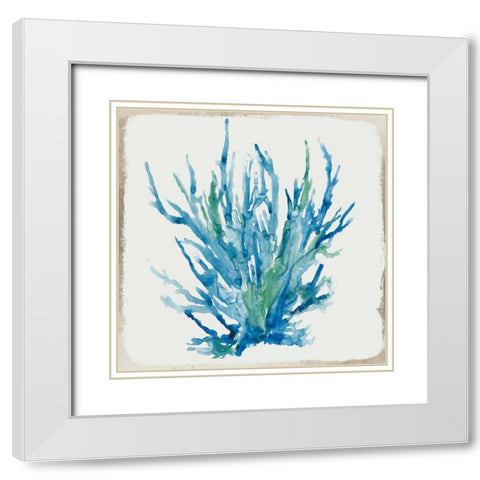 Blue Coral II White Modern Wood Framed Art Print with Double Matting by Wilson, Aimee