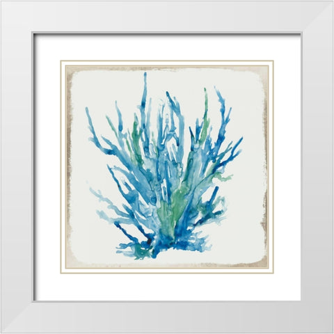 Blue Coral II White Modern Wood Framed Art Print with Double Matting by Wilson, Aimee