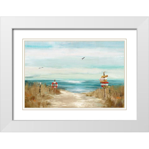 Beach Bird White Modern Wood Framed Art Print with Double Matting by Wilson, Aimee