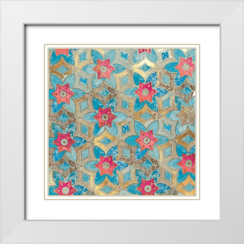 Boho Tile I White Modern Wood Framed Art Print with Double Matting by Wilson, Aimee