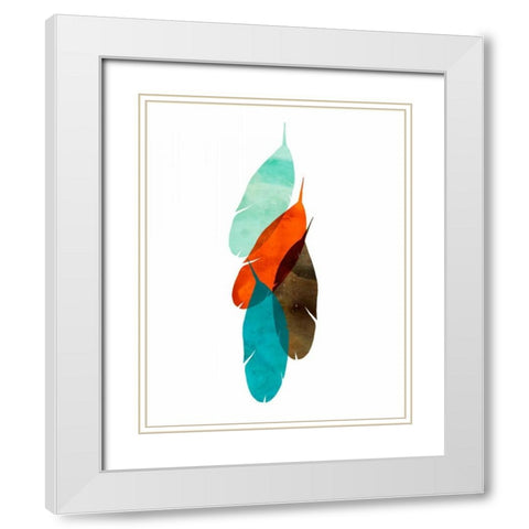 Mod Feathers White Modern Wood Framed Art Print with Double Matting by Wilson, Aimee