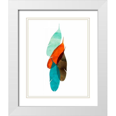 Mod Feathers White Modern Wood Framed Art Print with Double Matting by Wilson, Aimee