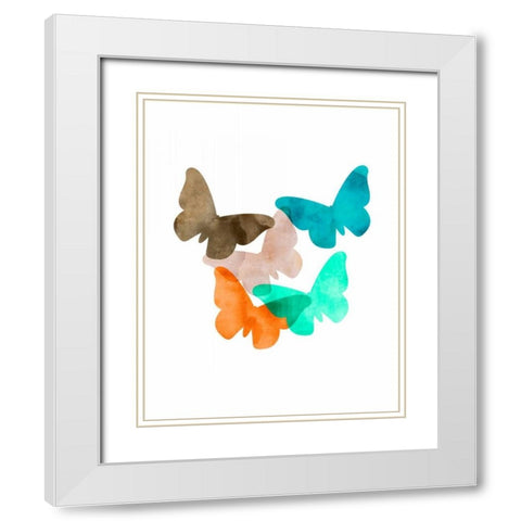 Mod Butterflies White Modern Wood Framed Art Print with Double Matting by Wilson, Aimee