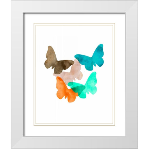 Mod Butterflies White Modern Wood Framed Art Print with Double Matting by Wilson, Aimee