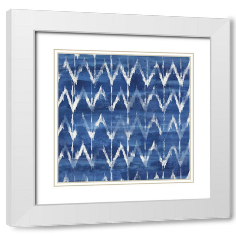 Dark Indigo Ornament White Modern Wood Framed Art Print with Double Matting by Wilson, Aimee