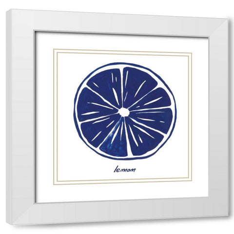 Indigo Lemon White Modern Wood Framed Art Print with Double Matting by Wilson, Aimee