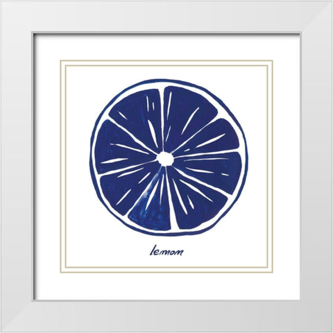 Indigo Lemon White Modern Wood Framed Art Print with Double Matting by Wilson, Aimee