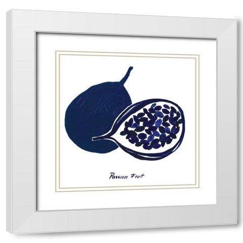 Indigo Passion Fruit White Modern Wood Framed Art Print with Double Matting by Wilson, Aimee