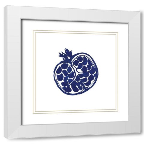 Indigo Pomegranate White Modern Wood Framed Art Print with Double Matting by Wilson, Aimee