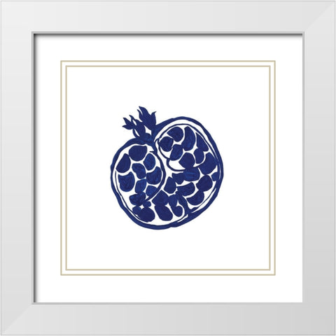 Indigo Pomegranate White Modern Wood Framed Art Print with Double Matting by Wilson, Aimee