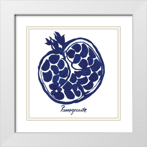 Indigo Pomegranate White Modern Wood Framed Art Print with Double Matting by Wilson, Aimee