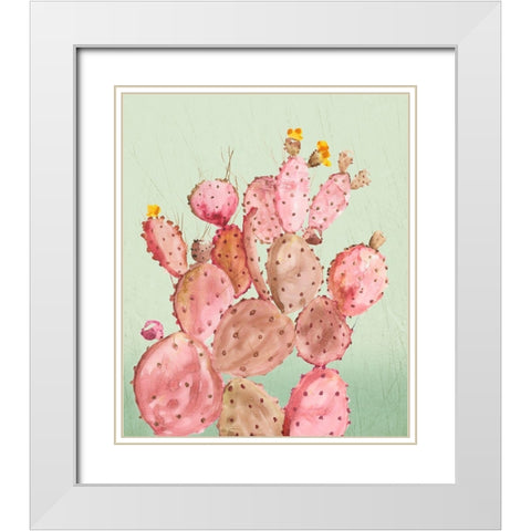 Pink Cacti White Modern Wood Framed Art Print with Double Matting by Wilson, Aimee