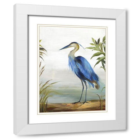 Blue Heron White Modern Wood Framed Art Print with Double Matting by Wilson, Aimee