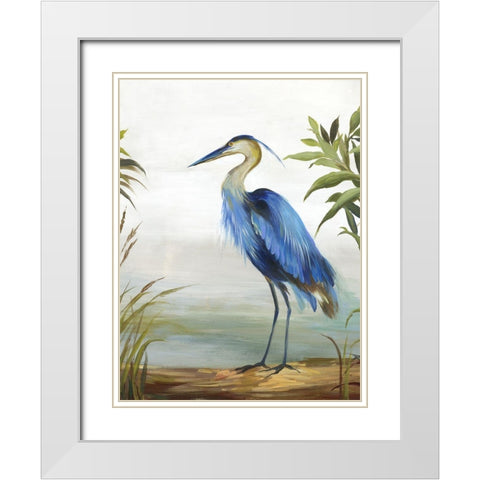 Blue Heron White Modern Wood Framed Art Print with Double Matting by Wilson, Aimee