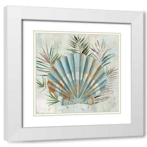 Turquoise Shell II White Modern Wood Framed Art Print with Double Matting by Wilson, Aimee