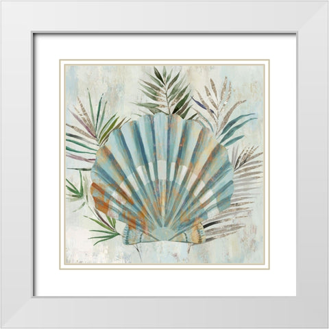 Turquoise Shell II White Modern Wood Framed Art Print with Double Matting by Wilson, Aimee