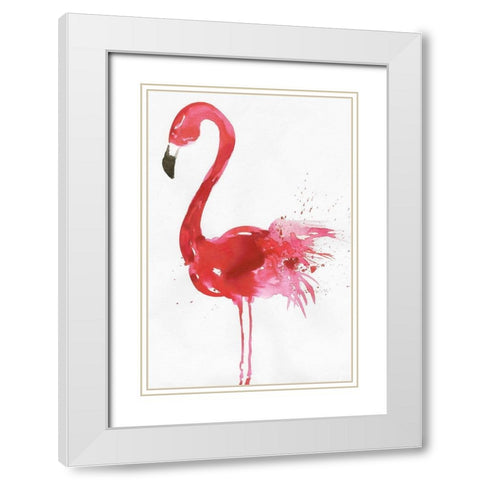 Flamingo Portrait I White Modern Wood Framed Art Print with Double Matting by Wilson, Aimee